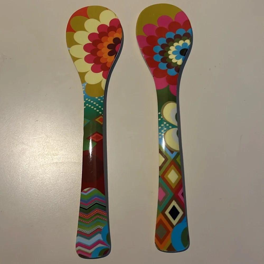 French Bull Flower Melamine Salad serving spoons set of 2